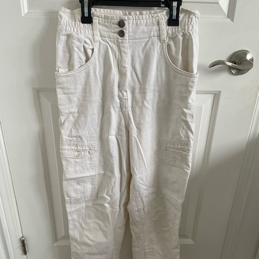 White High Wasted Cargo Pants